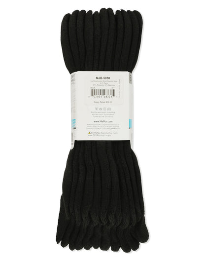 6 Pairs Women's Half Cushioned Solid Color Quarter Sock : Color: Black-White