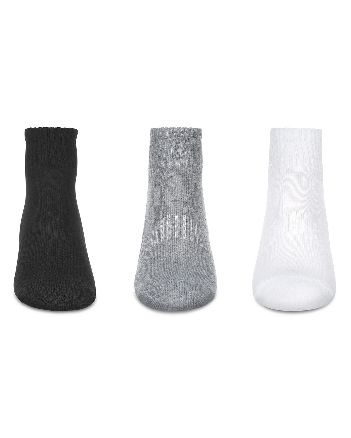 6 Pairs Women's Half Cushioned Solid Color Quarter Sock : Color: Black-White