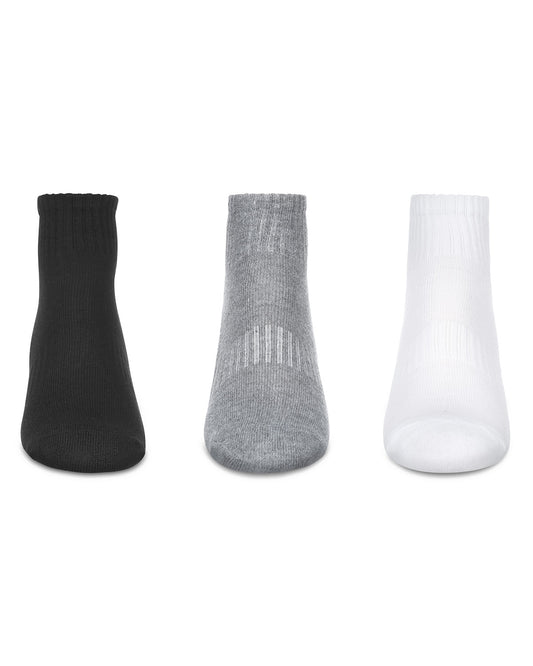 6 Pairs Women's Half Cushioned Solid Color Quarter Sock : Color: Black-White