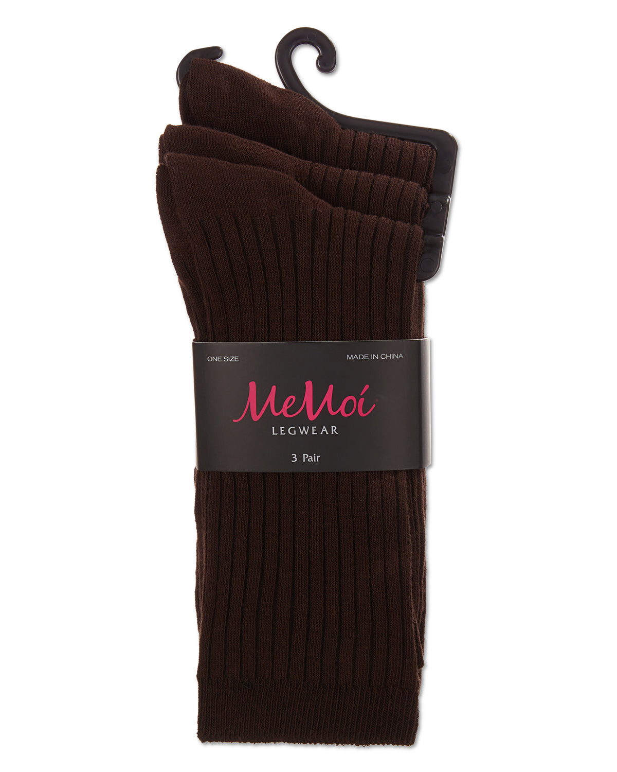 Women's 3 Pair Pack Rib Crew Socks : Color: Brown