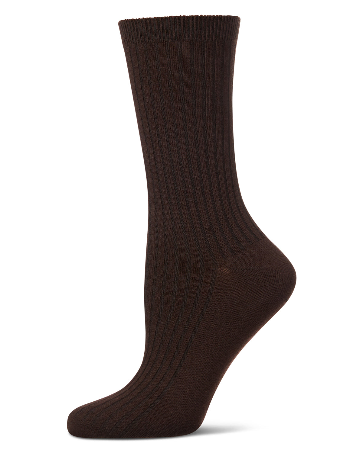 Women's 3 Pair Pack Rib Crew Socks : Color: Brown