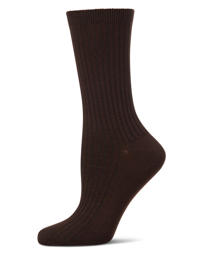 Women's 3 Pair Pack Rib Crew Socks : Color: Brown