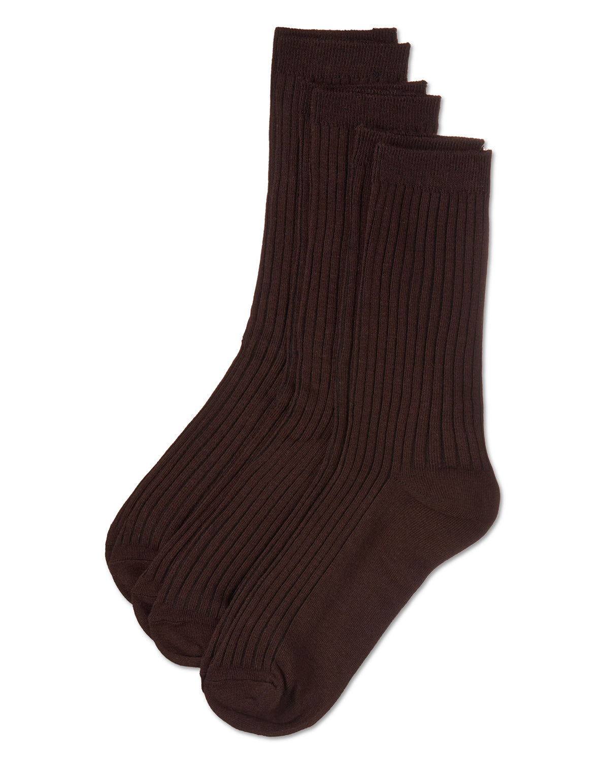 Women's 3 Pair Pack Rib Crew Socks : Color: Brown
