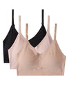 3 Pack Women's Bonded Bras with Removable Cups and Adjustable Straps