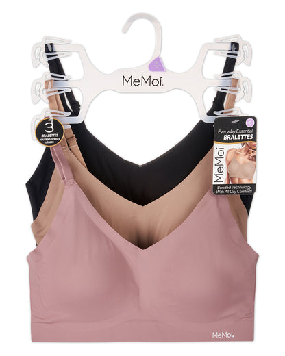 3 Pack Women's Bonded Bras with Removable Cups and Adjustable Straps