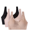 3 Pack Women's Bonded Pullover Tag-Free Bras with Removable Cups