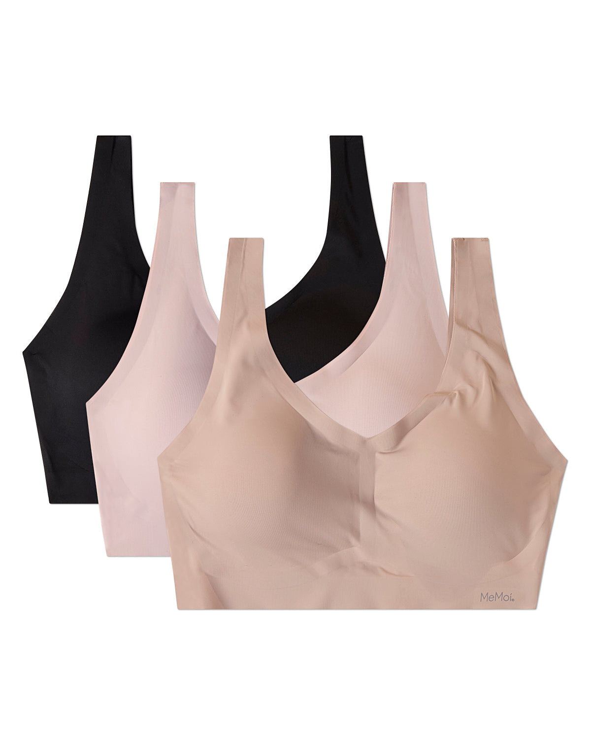 3 Pack Women's Bonded Pullover Tag-Free Bras with Removable Cups