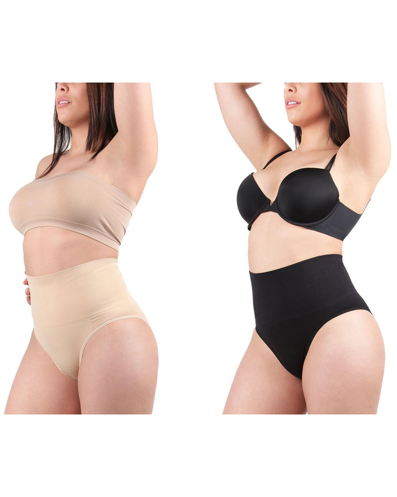 2 Pair Women's Full Coverage High Waisted Shaping Briefs