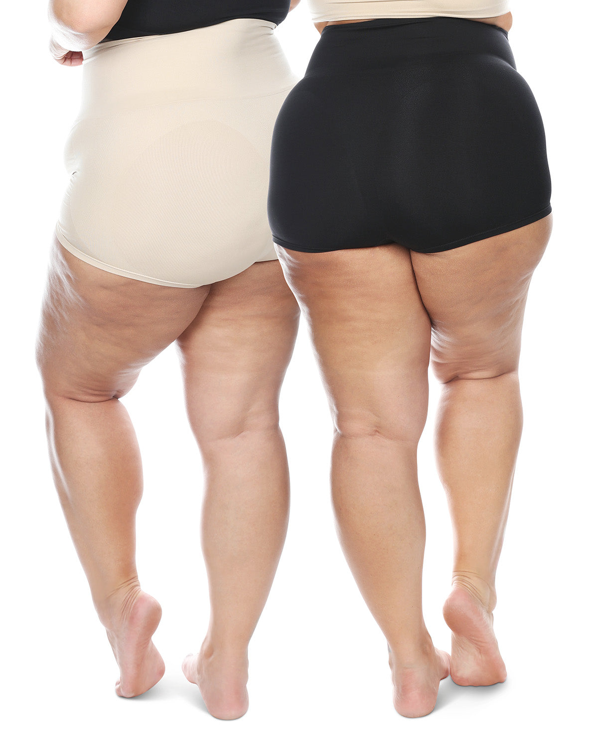 2 Pair Women's High-Waist Boy Short Shaping Briefs : Color: Nude-Black