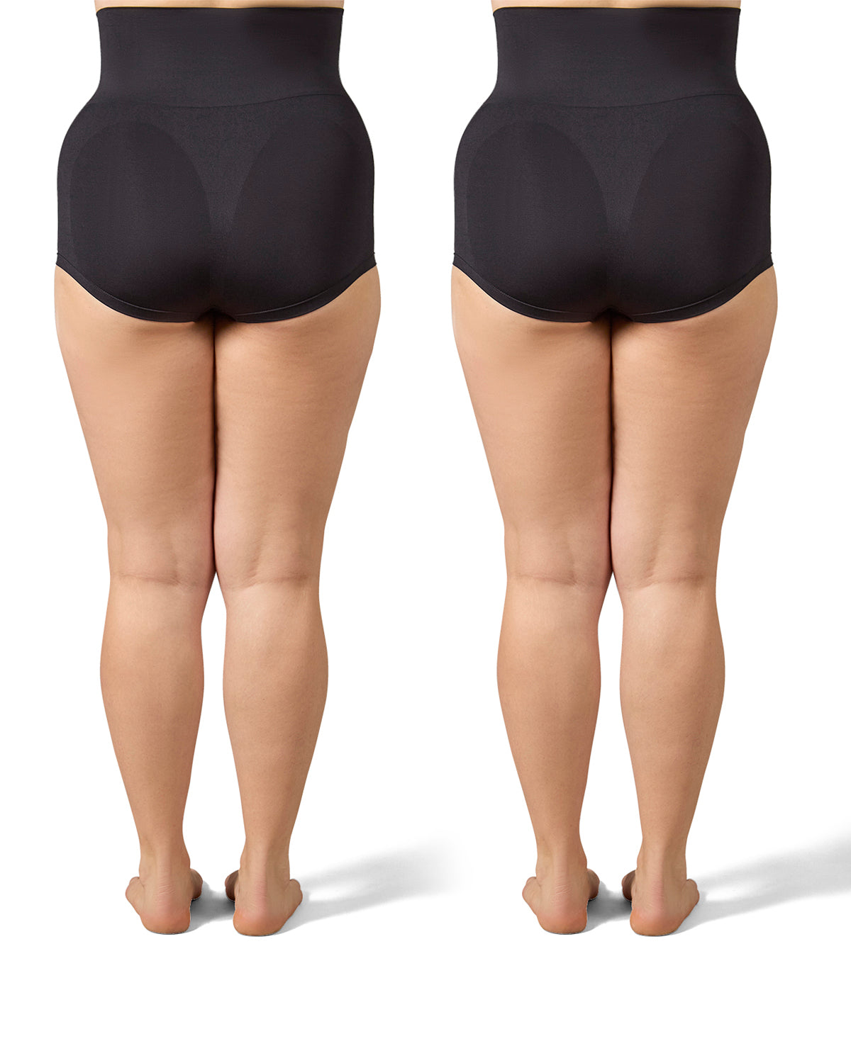 2 Pair Women's High-Waist Boy Short Shaping Briefs : Color: Black