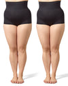 2 Pair Women's High-Waist Boy Short Shaping Briefs : Color: Black