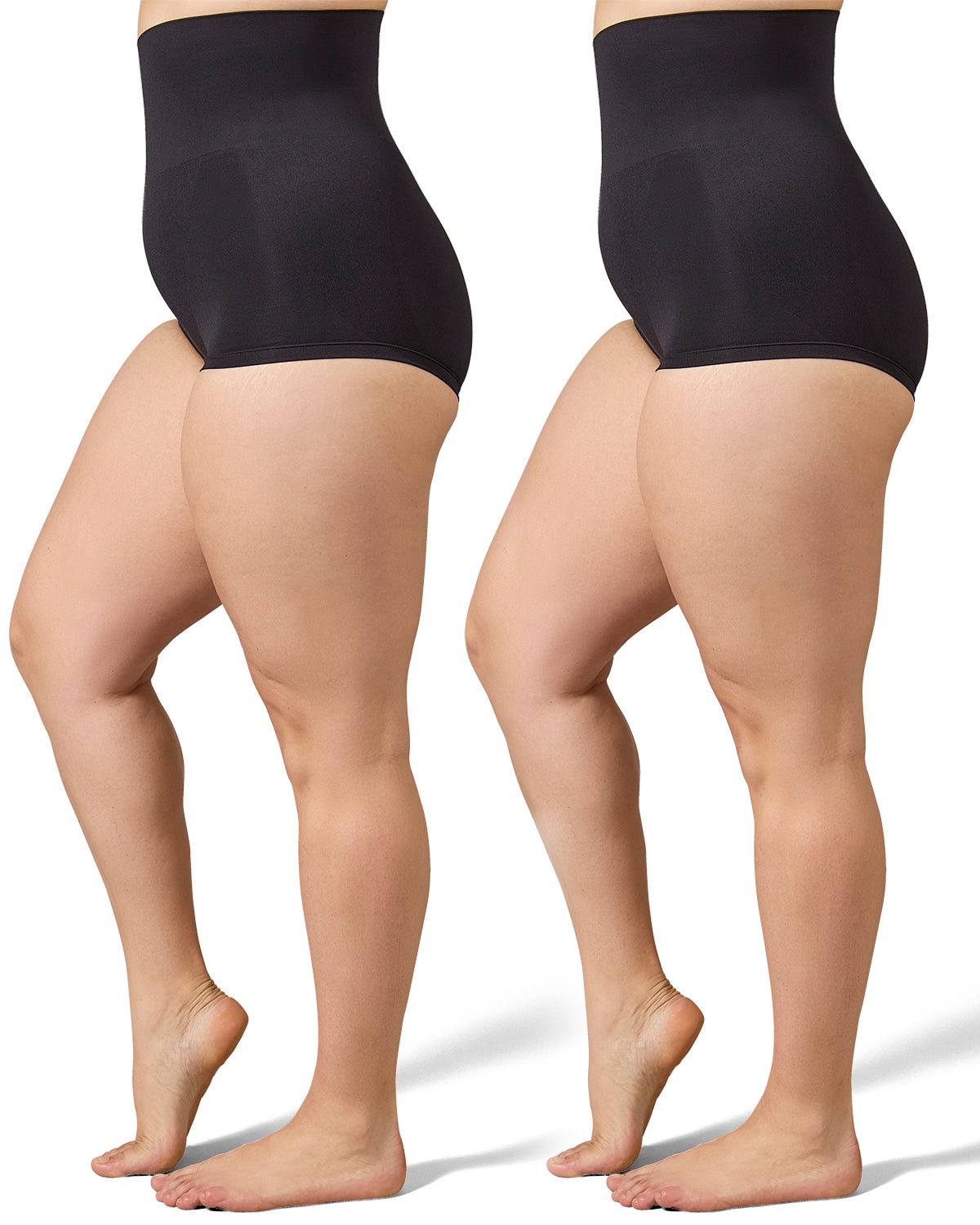 2 Pair Women's High-Waist Boy Short Shaping Briefs : Color: Black