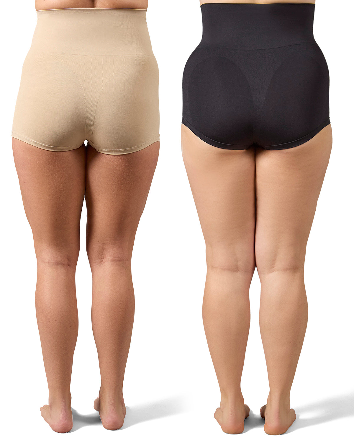 2 Pair Women's High-Waist Boy Short Shaping Briefs : Color: Nude-Black