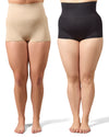 2 Pair Women's High-Waist Boy Short Shaping Briefs : Color: Nude-Black