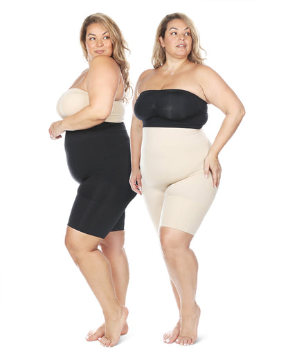 2 Pair Women's High-Waist Thigh Shapers : Color: Nude-Black