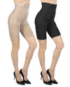 2 Pair Women's High-Waist Thigh Shapers : Color: Buff-Black