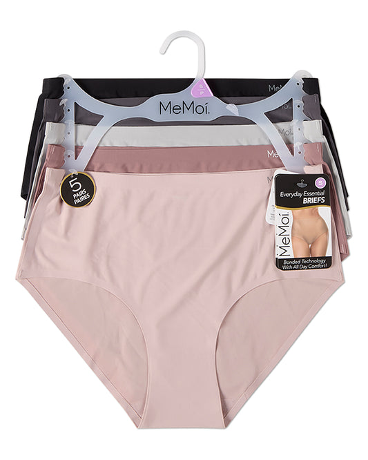 5 Pair Women's Silky Bonded Stitch-Free Tag-Free Solid-Color Briefs