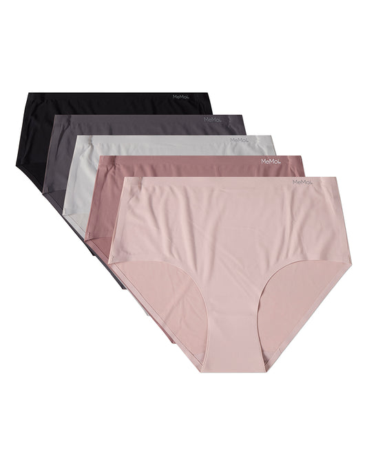 5 Pair Women's Silky Bonded Stitch-Free Tag-Free Solid-Color Briefs