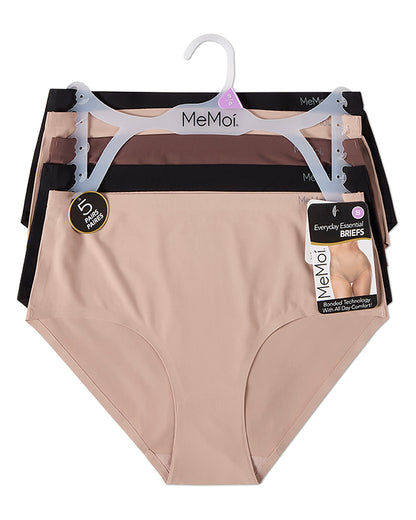 5 Pair Women's Silky Bonded Stitch-Free Tag-Free Solid-Color Briefs