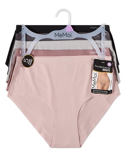 5 Pair Women's Bonded Pin-Ribbed Stitch-Free Tag-Free Briefs