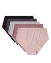 5 Pair Women's Bonded Pin-Ribbed Stitch-Free Tag-Free Briefs