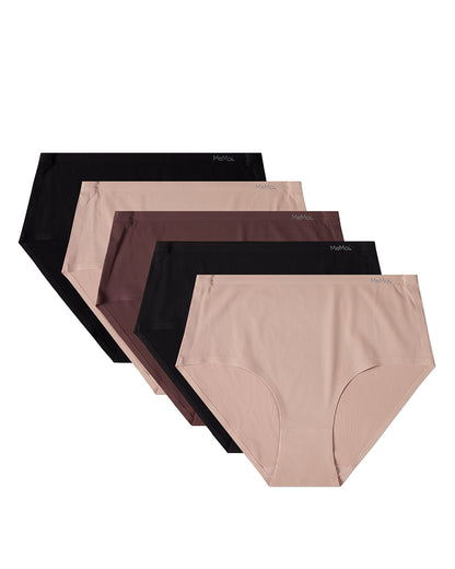 5 Pair Women's Bonded Pin-Ribbed Stitch-Free Tag-Free Briefs