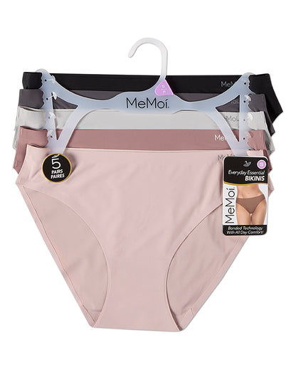5 Pair Women's Bonded Stitch-Free Tag-Free Solid-Color Bikini Panties