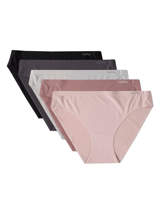 5 Pair Women's Bonded Stitch-Free Tag-Free Solid-Color Bikini Panties