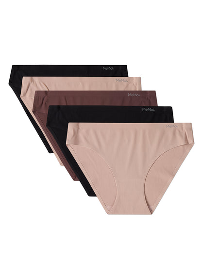 5 Pair Women's Bonded Pin-Rib Stitch-Free Tag-Free Bikini Panties
