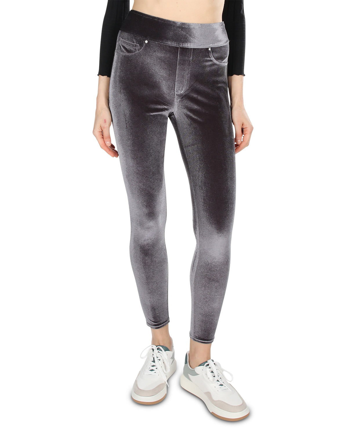 Women's Velvet High-Waist Shaping Leggings : Color: Slate Gray