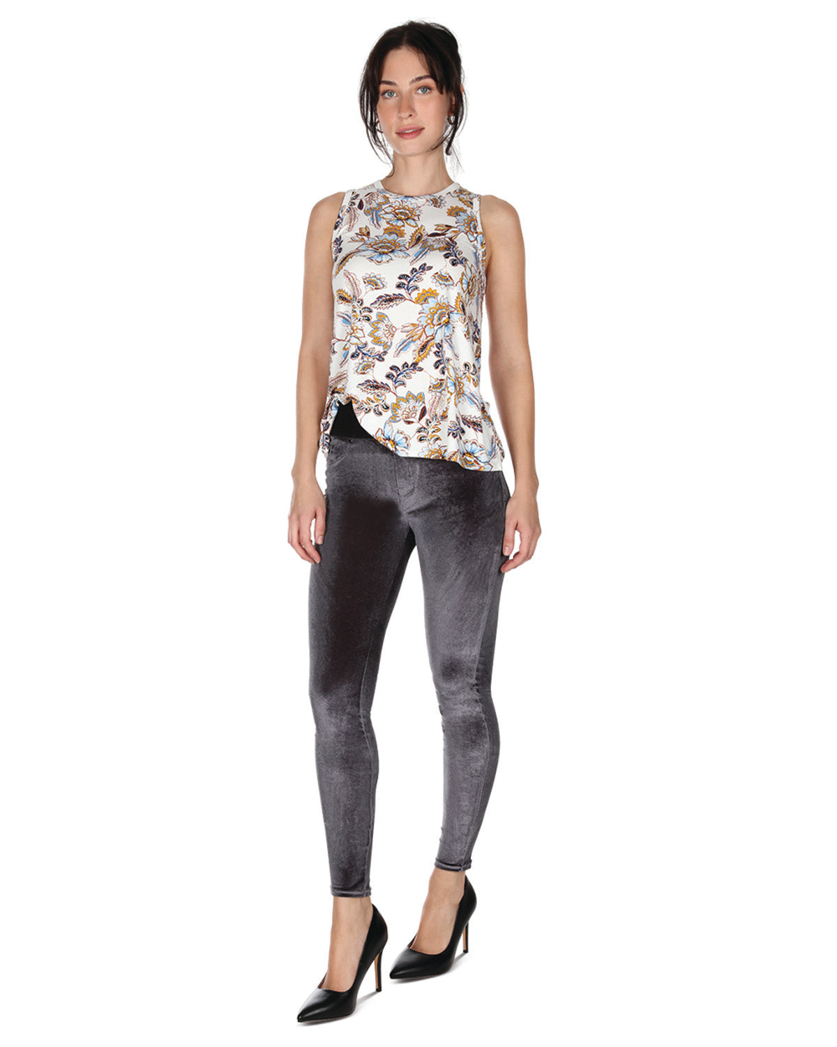 Women's Velvet High-Waist Shaping Leggings : Color: Slate Gray