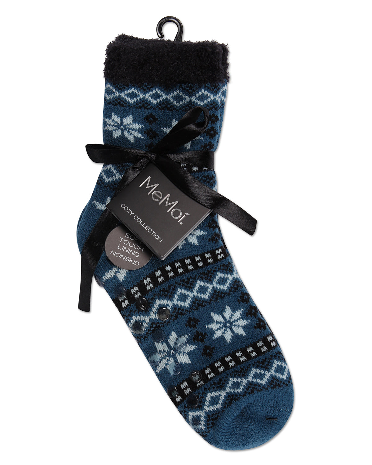 Women's Merry Snowflake Cozy Lined Crew Socks : Color: Moroccan Blue