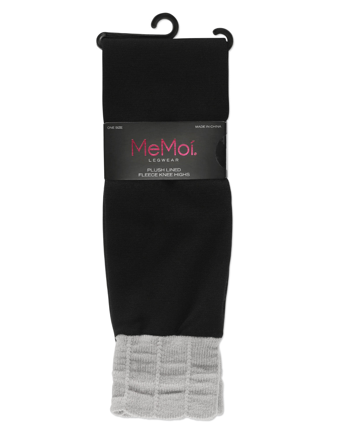 Scalloped Edge Fleece Knee High Socks : Color: Black-Med Gray