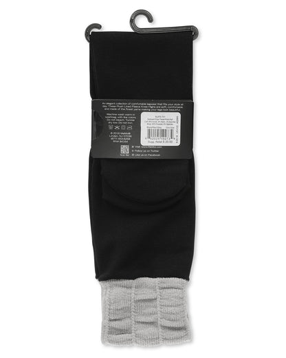 Scalloped Edge Fleece Knee High Socks : Color: Black-Med Gray