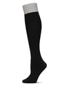 Scalloped Edge Fleece Knee High Socks : Color: Black-Med Gray