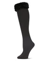 Women's Plush Lined Furry Fleece Knee High Socks : Color: Black