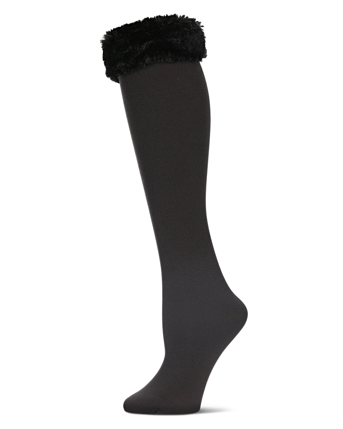 Women's Plush Lined Furry Fleece Knee High Socks : Color: Black