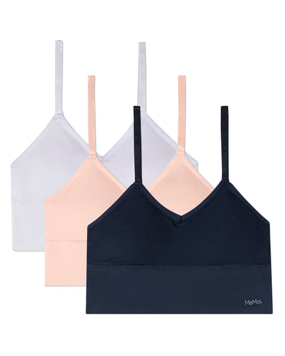 3 Pack Women's Seamless Long-Line Tag-Free V-Neck Padded Pullover Bras