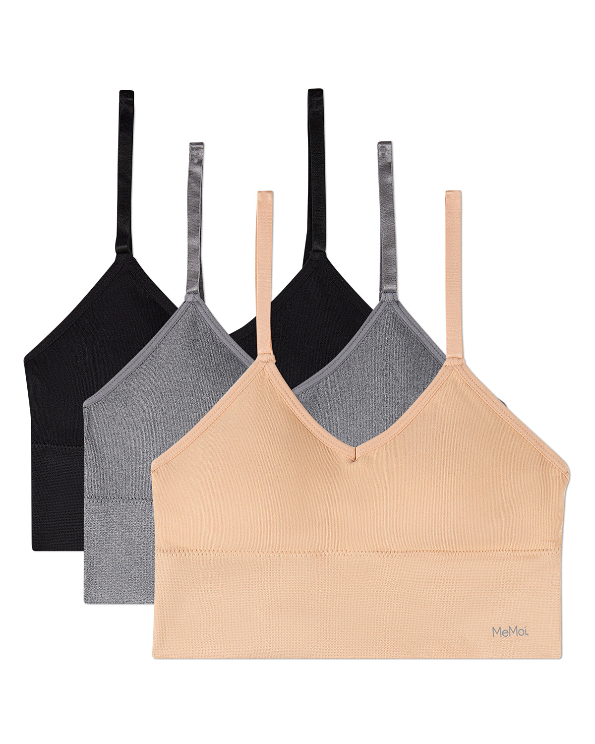 3 Pack Women's Seamless Long-Line Tag-Free V-Neck Padded Pullover Bras