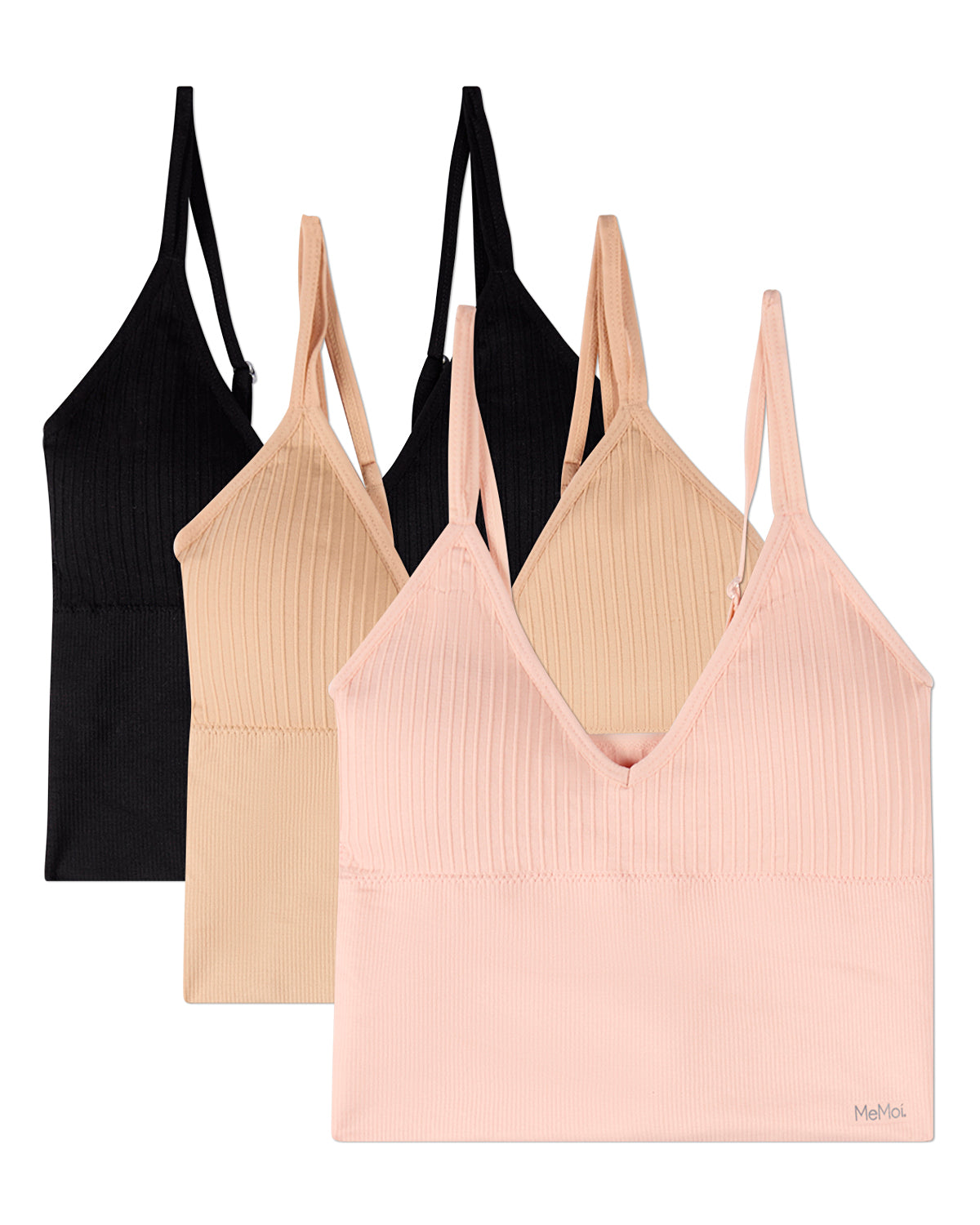 3 Pack Women's Seamless Long-Line Double-Strap Pullover Bras