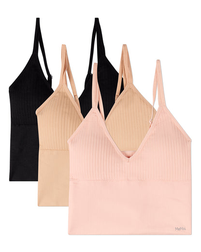 3 Pack Women's Seamless Long-Line Double-Strap Pullover Bras