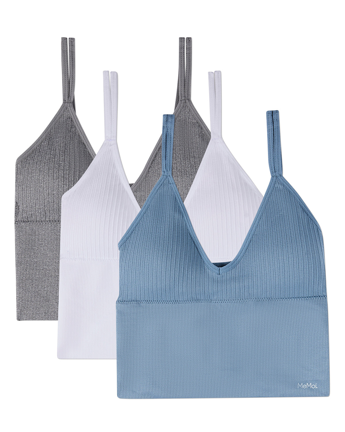 3 Pack Women's Seamless Long-Line Double-Strap Pullover Bras