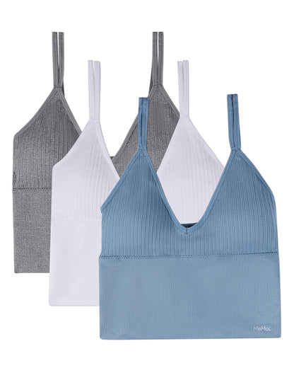 3 Pack Women's Seamless Long-Line Double-Strap Pullover Bras