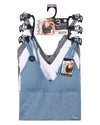Women's 3 Pair Pack Seamless Long Line Double Strap Bra : Color: Blue Shadow-White-Med Gray Heather