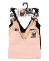 Women's 3 Pair Pack Seamless Long Line Double Strap Bra : Color: Pale Blush-Amberlight-Black