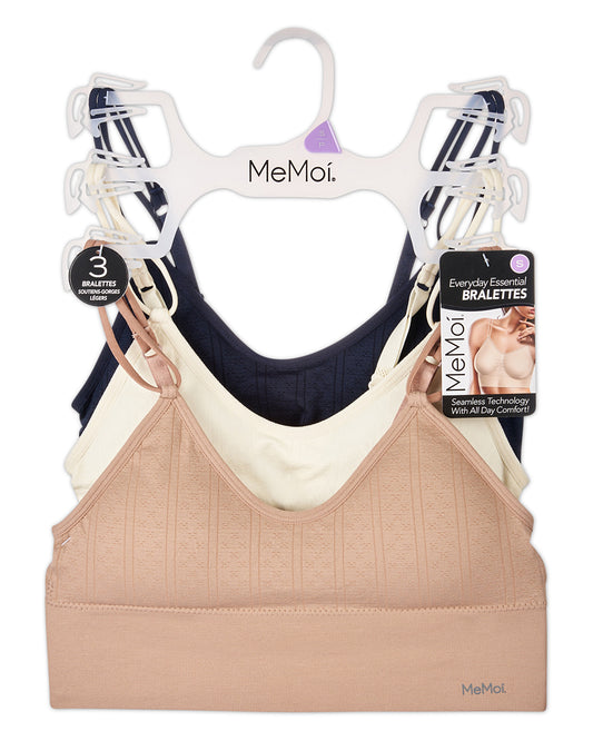 3-Pack Women's Seamless Dual-Strap Classic Pointelle Wireless Bra