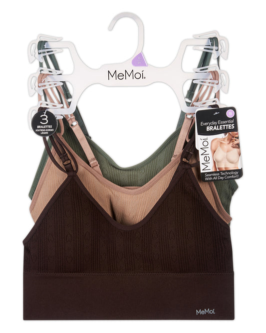 3-Pack Women's Seamless Dual-Strap Heart-Pointelle Wireless Bras
