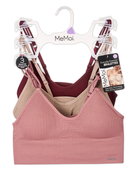 3-Pack Women's Seamless Dual-Strap Waffle-Knit Tag-Free Wireless Bras