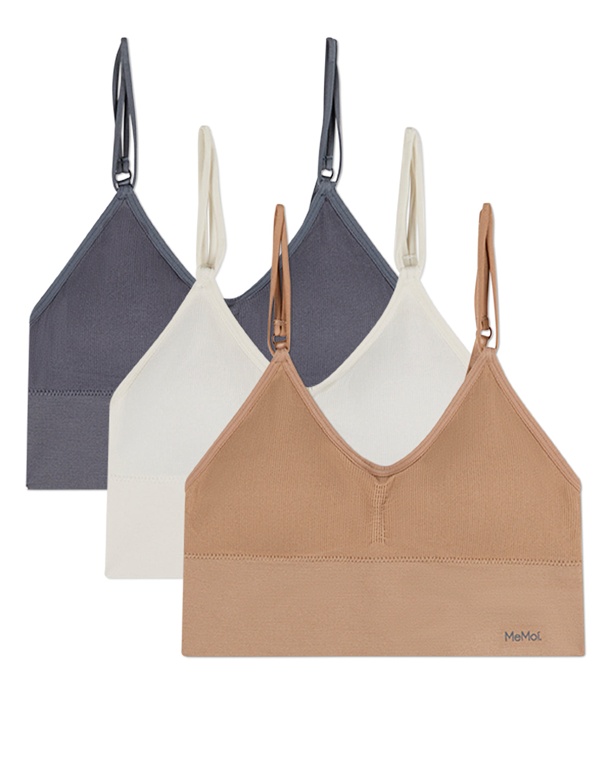 3 Pack Women's Seamless Dual-Strap V-Neck Padded Pullover Bra