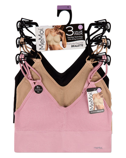 3 Pack Women's Seamless Dual-Strap V-Neck Padded Pullover Bra